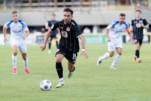 Furkan Kircicek, 19, TSV Landsberg, during the match between TSV Landsberg and FV Illertissen 1921, soccer, men s, Bavarian Regional League, 2026–2027, Matchday 3 on August 7, 2026, in Landsberg am Lech, Sportpark, Bavaria, Germany
