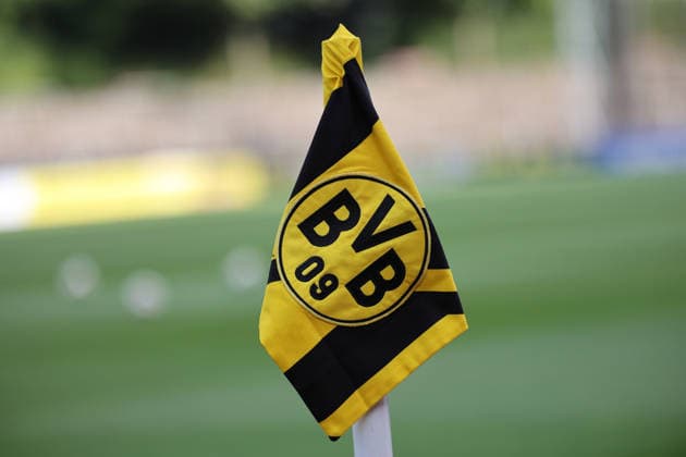 August 7, 2026, xsefx, Soccer, Borussia Dortmund II U23 vs. 1. FC Köln II U21, Regionalliga West, Rote Erde Stadium, Matchday 2, 2026–2027 Season. BVB corner flag at Rote Erde Stadium. DFB regulations prohibit any use of photographs as image sequences and or quasi-video. North Rhine-Westphalia, Germany