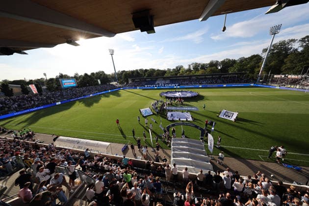 August 7, 2026: Stuttgarter Kickers vs. SSV Ulm 1846, Germany, Stuttgart, August 7, 2026, Soccer, Regionalliga Southwest, 2026–2027 Season, Stuttgarter Kickers vs. SSV Ulm 1846 Opening Match, Regionalliga Southwest, Feature Overview, GAZi Stadium on the Waldau