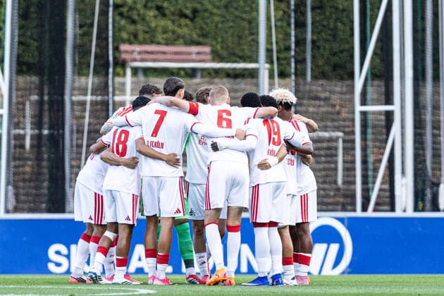 Regionalliga West: Borussia Dortmund II vs. 1. FC Köln II, August 7, 2026: 1. FC Köln U23 in the team circle until kickoff for the Regionalliga West match between Borussia Dortmund II and 1. FC Köln II, Rote Erde, Dortmund, August 7, 2026. DFB regulations prohibit any use of photographs as image sequences and or quasi-video. Copyright: xBEAUTIFULxSPORTS Buriakovx