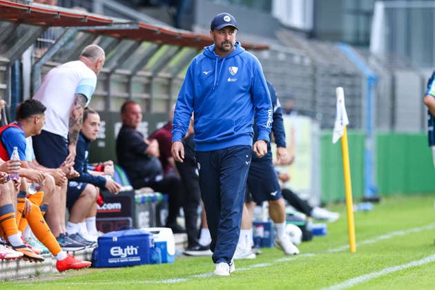 August 7, 2026, xkwix, Soccer, Regionalliga West, FC Gütersloh vs. VfL Bochum II, Heidewaldstadion, Matchday 2, 2026–2027 season; Heiko Butscher, VfL Bochum II coach, on the sidelines. DFB regulations prohibit any use of photographs as image sequences and or quasi-video. Photo: xKamilxWilkowskixPressefotoKochx, North Rhine-Westphalia, Germany