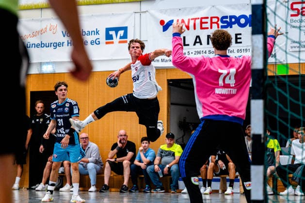 August 7, 2026, xdobgx, 2026 Heide Cup Handball Tournament, HSV Hamburg HOJ Elite vs. Lukas Karlskov HoJ Elite, No. 15 taking a shot, in action, shooting at Schneverdingen