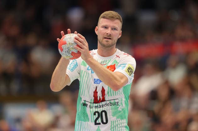August 7, 2026, xtgx, Handball Tournament, EHV Aue vs. SC Magdeburg emspor, from left: Philipp Weber (Magdeburg), 20 Lößnitz