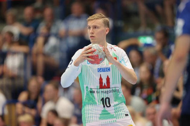 August 7, 2026, xtgx, Handball Tournament, EHV Aue vs. SC Magdeburg emspor, from left: Gisli, Thorgeir, Kristjansson, Magdeburg, 10 Lößnitz