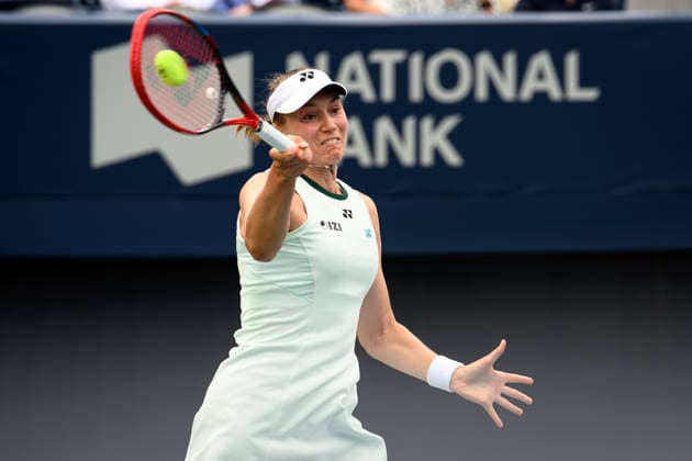 August 7, 2026, Toronto, Ontario, Canada: ELENA RYBAKINA of Kazakhstan returns the ball during her third-round match against Ann Li of the United States at the National Bank Open, part of the Hologic WTA, Tennis Damen Tour, at Sobeys Stadium. Toronto Canada - ZUMAr228 20260807_znp_r228_004 Copyright: xVasiliyxRyabykhx