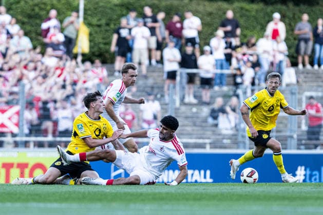Regionalliga West: Borussia Dortmund II 1, FC Köln II 0, August 7, 2026; Finn Fuchs, Borussia Dortmund U23, 3, Fayssal Harchaoui 1 FC Cologne U23, 15 Regional League West Borussia Dortmund II 1 FC Cologne II, Rote Erde, Dortmund August 7, 2026 DFB regulations prohibit any use of photographs as image sequences and or quasi-video Copyright: xBEAUTIFULxSPORTS Buriakovx