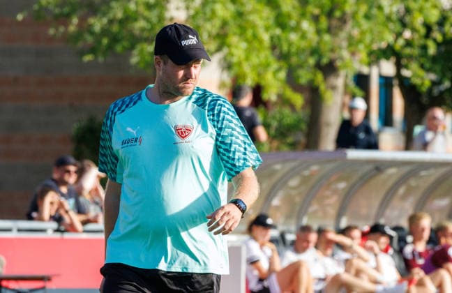 August 7, 2026 Soccer 2026–2027 Season Bavarian Regional League 03 Matchday 1 FC Nuremberg FCN II Club TSV Buchbach Women s Team xdaxmax Sven Zurawka, TSV Buchbach coach, deep in thought