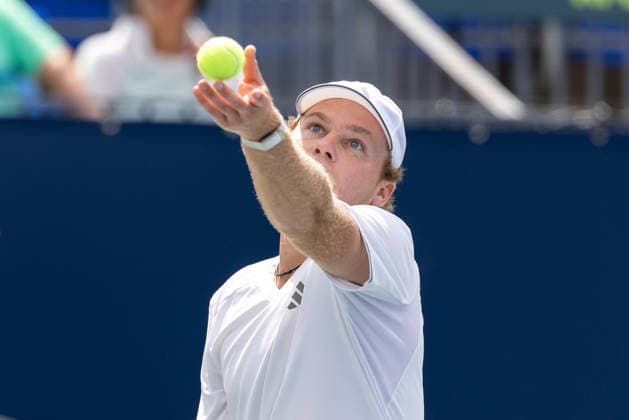 August 7, 2026, Montreal, Quebec, Canada: ALEX MECHELSEN FROM USA serving in match against Daniel Merida from Spain in third round at Canadian Open at IGA stadium in Montreal, Quebec, Canada on 2026-08-07 TENNIS: Canadian Open Montreal 2026  - ZUMAl189 20260807_zsp_l189_009 Copyright: xYannickxLegarex