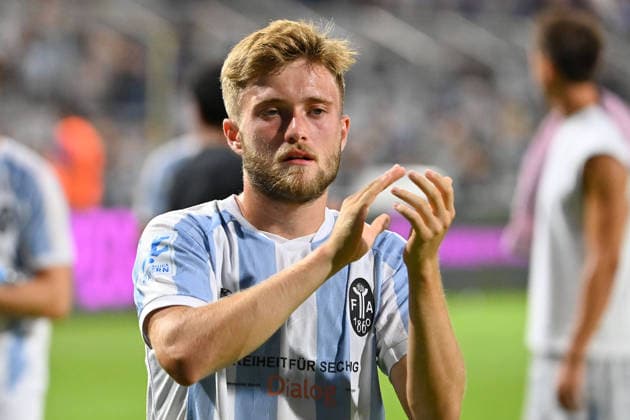 Matthew COLLINS TSV 1860 Munich, after the game, action shot, single frame, cropped close-up, half-length shot, soccer, Bavarian Regional League, 2026–2027 season,Matchday 26–27, TSV 1860 Munich vs. FC Augsburg II, 2–2 on August 7, 2026, in Munich at GRUENWALDER STADION
