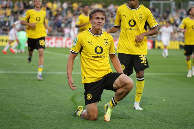 August 7, 2026, xsefx, Soccer, Borussia Dortmund II U23 vs. 1. FC Köln II U21, Regionalliga West, Rote Erde Stadium, Matchday 2, 2026–2027 Season. Celebrations after the 1–0 goal scored by Tim Degener. BVB II 07. DFB regulations prohibit any use of photographs as image sequences and or quasi-video. North Rhine-Westphalia, Germany