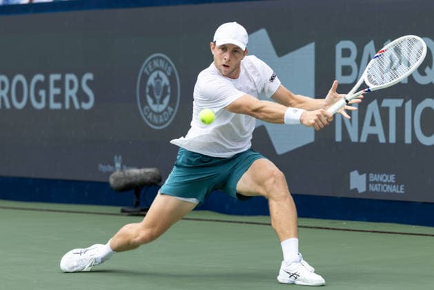August 7, 2026, Montreal, Quebec, Canada: TALLON GRIEKSPOOR from Nederlands backhand in match against Matteo Arnaldi (30) from Italia in third round at Canadian Open at IGA stadium in Montreal, Quebec, Canada on 2026-08-07 Montreal Canada - ZUMAl189 20260807_zsp_l189_071 Copyright: xYannickxLegarex