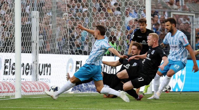 August 7, 2026, Germany, Stuttgart-Degerloch, Soccer: Stuttgarter Kickers vs. SSV Ulm; Goal scorer: Maximilian Zaiser (Kickers), who scored the goal to make it 3–1 from the left