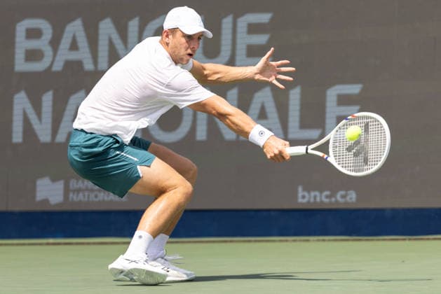 August 7, 2026, Montreal, Quebec, Canada: TALLON GRIEKSPOOR from Nederlands backhand in match against Matteo Arnaldi (30) from Italia in third round at Canadian Open at IGA stadium in Montreal, Quebec, Canada on 2026-08-07 Montreal Canada - ZUMAl189 20260807_zsp_l189_013 Copyright: xYannickxLegarex
