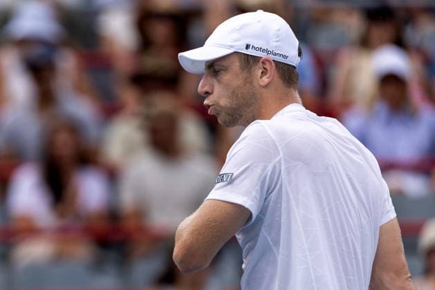 August 7, 2026, Montreal, Quebec, Canada: TALLON GRIEKSPOOR from Nederlands reactionin match against Matteo Arnaldi (30) from Italia in third round at Canadian Open at IGA stadium in Montreal, Quebec, Canada on 2026-08-07 Montreal Canada - ZUMAl189 20260807_zsp_l189_029 Copyright: xYannickxLegarex