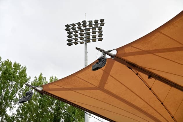 Stadion am Marschweg, Oldenburg, view of the stadium roof and floodlight tower; VfB Oldenburg vs. SV Drochtersen Assel, soccer, Regionalliga Nord, Matchday 2, 2026–2027 season, August 7, 2026, VfB Oldenburg vs. SV Drochtersen Assel, soccer, Regionalliga Nord, Matchday 2, 2026–2027 season, August 7, 2026, Oldenburg Copyright: xEibner-Pressefoto RobertxGertzenx EP_RGN