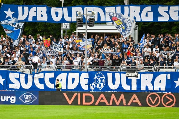 Fans of VfB Oldenburg: VfB Oldenburg vs. SV Drochtersen Assel, Soccer, Regionalliga Nord, Matchday 2, 2026–2027 Season, August 7, 2026, VfB Oldenburg vs. SV Drochtersen Assel, Soccer, Regionalliga Nord, Matchday 2, 2026–2027 Season, August 7, 2026, Oldenburg Copyright: xEibner-Pressefoto RobertxGertzenx EP_RGN