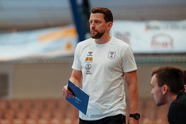 Friendly Match: Dessau Roßlauer HV 06 vs. PGE Wybrzeze Gdansk; Patryk Rombel, Coach of PGE Wybrzeze Gdansk, on August 7, 2026, at the Anhalt Arena, Dessau-Roßlau, Saxony-Anhalt; Dessau-Roßlau, Anhalt Arena, Saxony-Anhalt, Germany