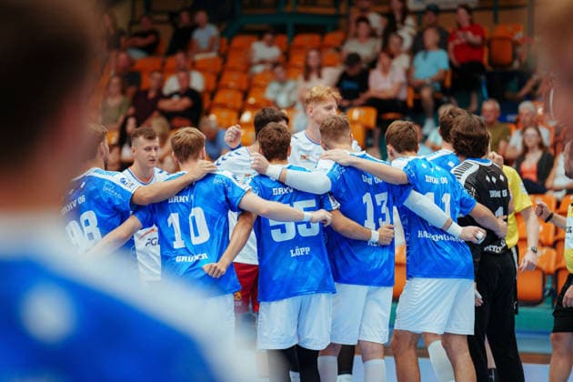 Dessau Roßlauer HV 06 faces PGE Wybrzeze Gdansk in a friendly match. The teams gather before the start of the game on August 7, 2026, at the Anhalt Arena in Dessau-Roßlau, Saxony-Anhalt, Germany.