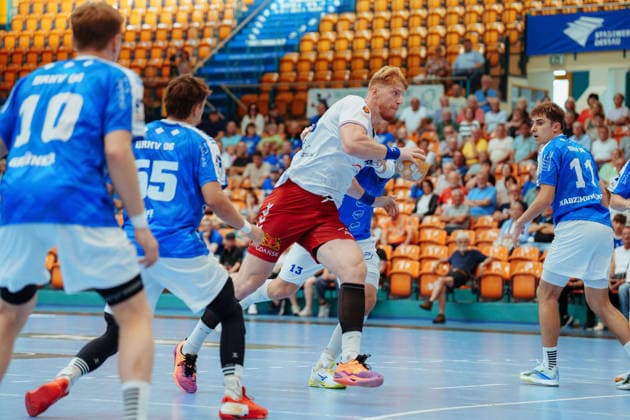 Friendly match: Dessau Roßlauer HV 06 vs. PGE Wybrzeze Gdansk (Tomasz Gebala, PGE Wybrzeze Gdansk), 48 during a breakthrough on August 7, 2026, at the Anhalt Arena, Dessau-Roßlau, Saxony-Anhalt, Dessau-Roßlau, Anhalt Arena, Saxony-Anhalt, Germany