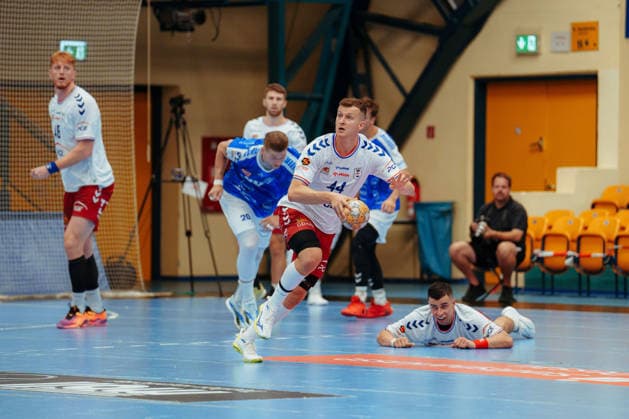 Friendly Match: Dessau Roßlauer HV 06 vs. PGE Wybrzeze Gdansk, Mikolaj Czaplinski (PGE Wybrzeze Gdansk), 44 on a fast break on August 7, 2026, at the Anhalt Arena, Dessau-Roßlau, Saxony-Anhalt, Dessau-Roßlau, Anhalt Arena, Saxony-Anhalt, Germany