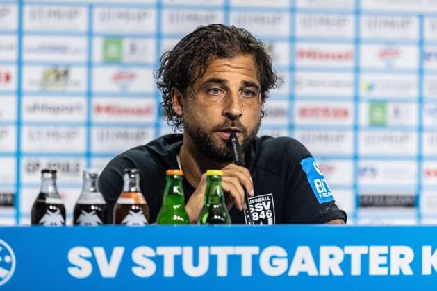 SV Stuttgarter Kickers vs. SSV Ulm 1846 Soccer, Regionalliga, Matchday 1, GAZI Stadium on the Waldau, Stuttgart, August 26, 2007, Press Conference, Cutout, Single Image, Portrait, Daniel Jungwirth, SSV Ulm 1846, Soccer, Coach, SV Stuttgarter Kickers vs. SSV Ulm 1846, Soccer, Regional League, Matchday 1, GAZI Stadium on the Waldau, Stuttgart, August 26, 2007 Photo by Lucca Fundel, Stuttgart, GAZI Stadium on the Waldau, Baden-Württemberg, Germany