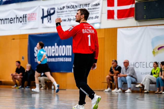 August 7, 2026, xdobgx, 2026 Heide Cup Handball Tournament, VFL Gummersbach vs. Provence Aix v l Ignacio Biosca VfL Gummersbach, 1 celebration after a save, blocked, saved, Schneverdingen goalkeeper