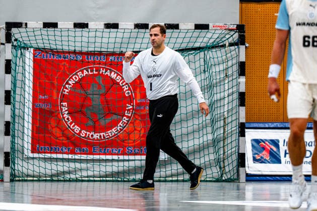 August 7, 2026, xdobgx, 2026 Heide Cup Handball Tournament, VFL Gummersbach vs. Provence Aix v l Ignacio Biosca VfL Gummersbach, 1 celebration after a save, blocked, saved, Schneverdingen goalkeeper