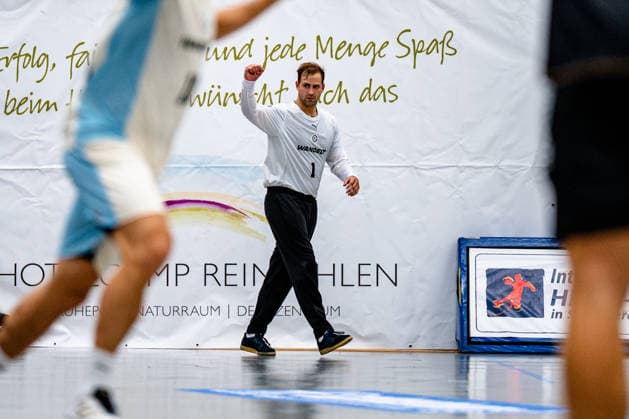 August 7, 2026, xdobgx, 2026 Heide Cup Handball Tournament, VFL Gummersbach vs. Provence Aix v l Ignacio Biosca VfL Gummersbach, 1 celebration after a save, blocked, saved, Schneverdingen goalkeeper