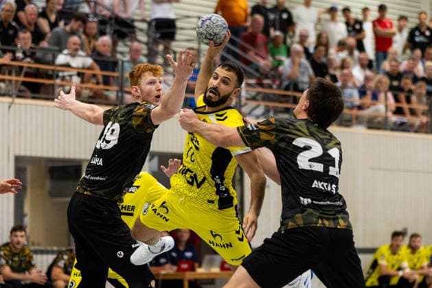 Mohamed Amine DARMOUL, TVB Stuttgart, 70, scores a goal, play, shot on goal, GER, TVB Stuttgart vs. HC Elbflorenz 2006, handball, preseason, tournament, S Cup Altensteig, quarterfinals, 2026–2027 season, August 7, 2026, GER, TVB Stuttgart vs. HC Elbflorenz 2006, handball, preseason, tournament, S Cup Altensteig, quarterfinals, 2026–2027 season, August 7, 2026, Altensteig Copyright: xEibnerxPressefoto OliverxSchmidtx EP_OST