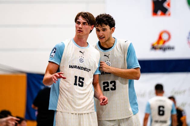 August 7, 2026, xdobgx, Handball Heide Cup 2026, VFL Gummersbach vs. Provence Aix, Miro Schluroff (VfL Gummersbach), Nikola RoganoviÄ‡ (15) VfL Gummersbach, 23 in conversation, Schneverdingen