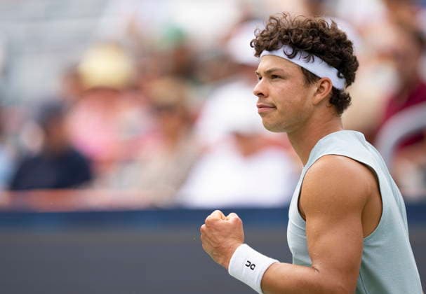 August 7, 2026, Montreal, Pq, Canada: Ben Shelton of the United States reacts during his game against Zizou Bergs of Belgium during third round tennis action at the National Bank Open in Montreal on Friday, Aug. 7, 2026. Canada News - August 7, 2026  - ZUMAc35_ 20260807_zaf_c35_032 Copyright: xChristinnexMuschix