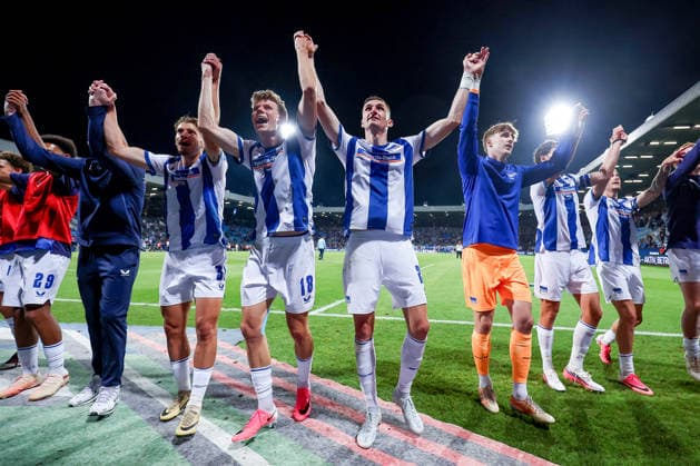 July 8, 2026, Soccer, VfL Bochum vs. Hertha BSC, 2. Bundesliga, Matchday 1, Vonovia Ruhrstadion, 2026–2027 Season: Celebrations after Hertha BSC’s 1–0 victory. Marton Dardai (Hertha BSC 31), Luca Schuler (Hertha BSC 18), Niklas Kolbe (Hertha BSC 27). DFB regulations prohibit any use of photographs as image sequences and or quasi-video. NorthRhineland-Westphalia, Germany