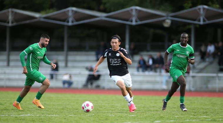 Soccer, 2026–2027 Season, Hamburg Lotto Cup, First Round: Hamm United FC vs. ETSV Hamburg; Taiki Iimura (M) of ETSV on his way to a 2–0 win over Hamm Hamburg