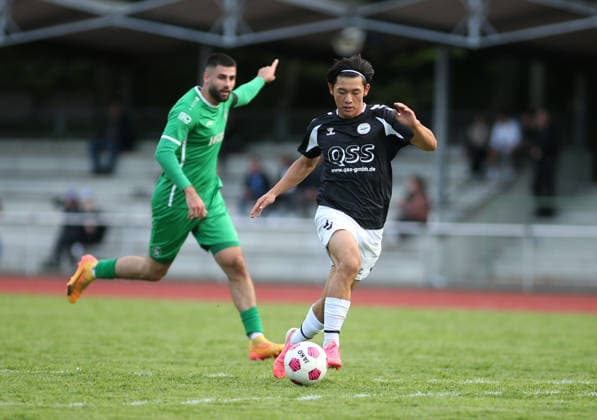 Soccer, 2026–2027 Season, Hamburg Lotto Cup, First Round: Hamm United FC vs. ETSV Hamburg; Taiki Iimura (ETSV) on his way to a 2–0 win for Hamm over Hamburg
