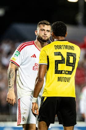 Regionalliga West: Borussia Dortmund II vs. 1. FC Köln II, August 7, 2026; Luis Magnus Stapelmann (1. FC Köln U23, 32), Kevin Mutove, Borussia Dortmund U23, 29 (omitted) Altercation after the final whistle, Regionalliga West: Borussia Dortmund II vs. 1. FC Köln II, Rote Erde, Dortmund, August 7, 2026. DFB regulations prohibit any use of photographs as image sequences and or quasi-video. Copyright: xBEAUTIFULxSPORTS Buriakovx