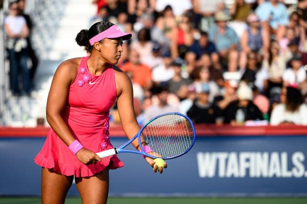 August 7, 2026, Toronto, Ontario, Canada: NAOMI OSAKA of Japan is seen during her third-round match against Elise Mertens of Belgium at the National Bank Open, part of the Hologic WTA, Tennis Damen Tour, at Sobeys Stadium. Toronto Canada - ZUMAr228 20260807_znp_r228_035 Copyright: xVasiliyxRyabykhx
