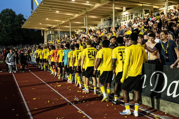 Regionalliga West: Borussia Dortmund II vs. 1. FC Köln II, August 7, 2026: The team thanks the fans after the Regionalliga West match between Borussia Dortmund II and 1. FC Köln II at Rote Erde, Dortmund, on August 7, 2026. DFB regulations prohibit any use of photographs as image sequences and or quasi-video. Copyright: xBEAUTIFULxSPORTS Buriakovx