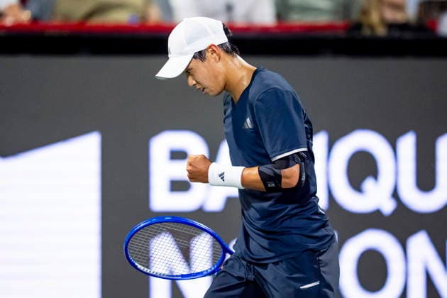 August 7, 2026, Montreal, Pq, Canada: Learner Tien from the United StatesÃ‚ celebrates during his match against Tommy Paul from the United States on day six of the National Bank Open tennis tournament in Montreal on Friday, August 7, 2026. Canada News - August 7, 2026  - ZUMAc35_ 20260807_zaf_c35_102 Copyright: xChristopherxKatsarovx