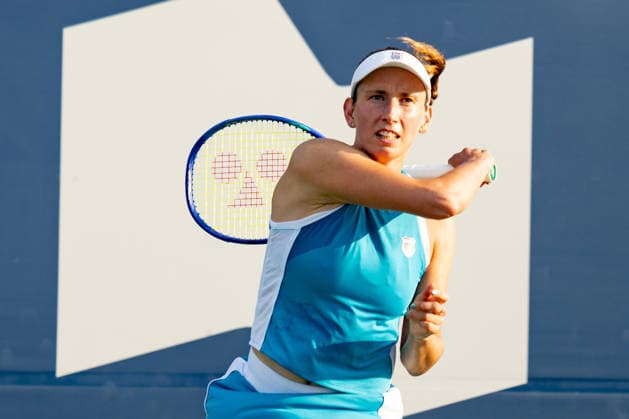 TORONTO, ON - AUGUST 07: during her match at the WTA, Tennis Damen National Bank Open tournament on August 7, 2026 at Sobeys Stadium in Toronto, ON, Canada (Photo by Julian Avram Icon Sportswire) TENNIS: AUG 07 National Bank Open EDITORIAL USE ONLY Icon2608070686
