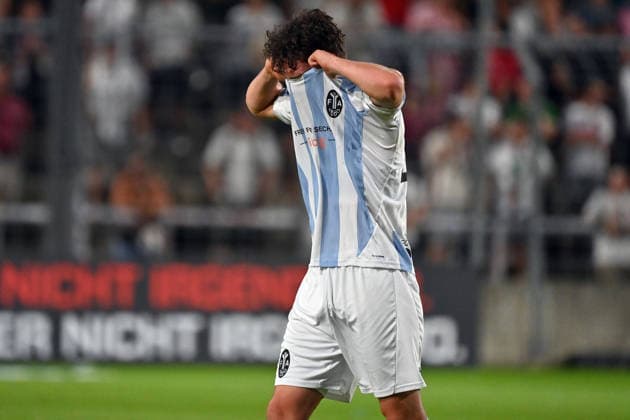 Lance FIEDLER TSV 1860 Munich, Disappointment, frustration, disappointed, frustrated, dejected, action, single frame, cropped single shot, half-length portrait, half-figure, soccer, Bavarian Regional League, 2026–2027 season,Matchday 26–27, Game 3: TSV 1860 Munich vs. FC Augsburg II, 2–2 on August 7, 2026, at Grünwalder Stadion in Munich