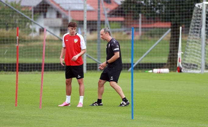 August 7, 2026 VfB Stuttgart Training Camp in Grassau, Chiemsee, Germany, Grassau, August 7, 2026, Soccer, Bundesliga, 2026–2027 Season, VfB Stuttgart, Grassau Chiemsee Training Camp 2026, Leo Sauer