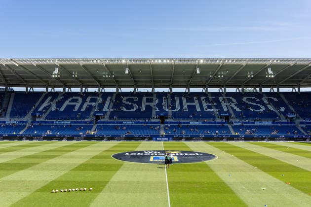 August 8, 2026, xdaymx, Soccer, 2. Bundesliga, Karlsruher SC vs. Arminia Bielefeld, BBBank Wildpark Stadium, ahead of the first home game of the new season. DFL and DFB regulations prohibit any use of photographs as image sequences and or quasi-video. Karlsruhe