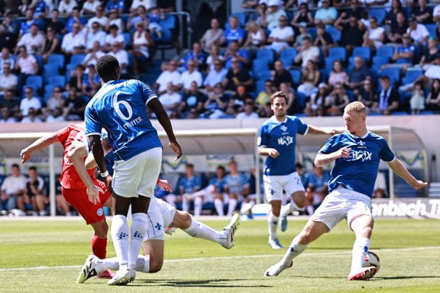 August 8, 2026, xtvx, Soccer 2. Bundesliga, SV Darmstadt 98 vs. Holstein Kiel, Goal scored, Goal making it 0–1 by Guillermo Balzi, Holstein Kiel. DFL and DFB regulations prohibit any use of photographs as image sequences and or quasi-video. Darmstadt