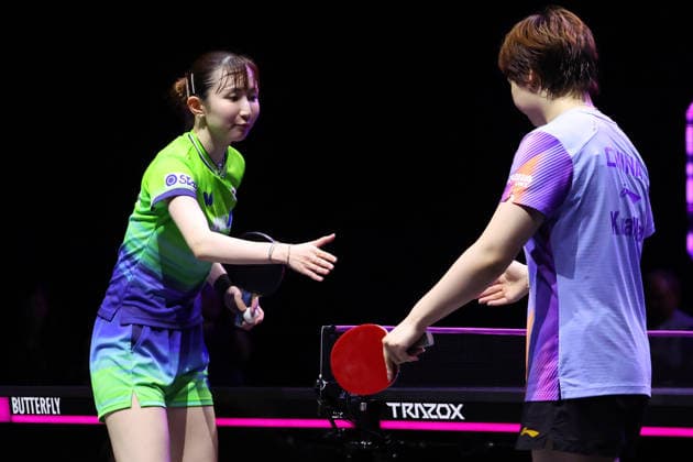 (L-R) Hina Hayata (JPN), KUAI Man (CHN), AUGUST 8, 2026 - Table tennis, Tischtennis : WTT Champions Yokohama 2026 Women s Singles Quarter-final at Yokohama BUNTAI, Kanagawa, Japan.  aflo_340357312 YUTAKAx