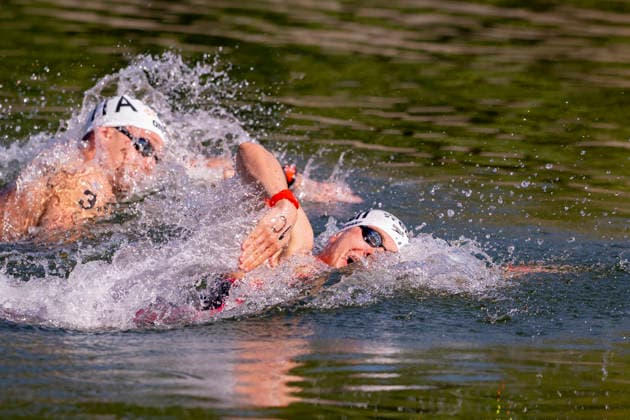 France, Paris, Centre Aquatique Olympique Metropole du Grand Paris, August 8, 2026, European Aquatics Championships – Artistic Swimming, Day 9, Mixed Relay, Oliver Klemet of Germany, Photo by Eibner Pressefoto Tino Henschel, European Aquatics Championships – Artistic Swimming, Day 9, Mixed Relay, Paris Copyright: xEibnerxPressefotox