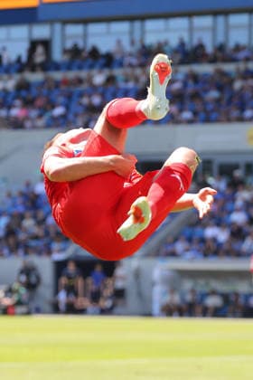 August 8, 2026, xtvx, Soccer 2. Bundesliga, SV Darmstadt 98 vs. Holstein Kiel – Goal scored, goal making it 0–2 by Phil Harres, Holstein Kiel goal celebration, Goal celebration, celebrating the goal, celebrating the score. DFL and DFB regulations prohibit any use of photographs as image sequences and or quasi-video. Darmstadt