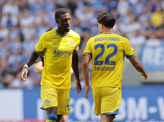 Goal Celebration: Aaron Opoku, Eintracht Braunschweig Soccer, Men s, 2026–2027 Season, 2. Bundesliga, Avnet Arena, Matchday 1, 1 FC Magdeburg vs. Eintracht Braunschweig. DFL regulations prohibit any use of photographs as image sequences and or quasi-video.
