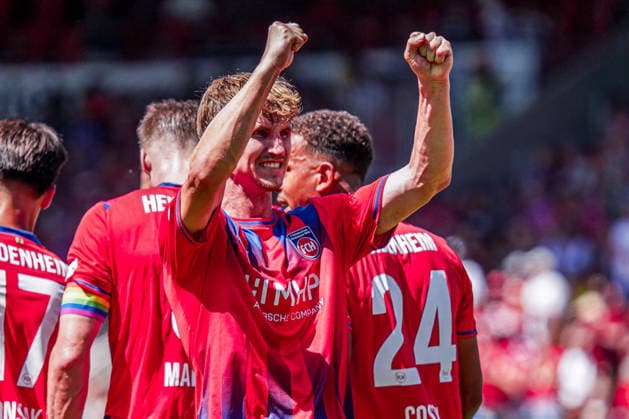 German Soccer Season 2026–2027, 2. Bundesliga, 1 FC Heidenheim vs. VfL Osnabrück, Voith Arena, Heidenheim, Jan Schöppner, Jan Schoeppner, 1 FC Heidenheim, 3 goals and goal celebration for the 3–2 win, facial expressions, emotions, gestures, Heidenheim, Voith Arena, Germany Copyright: xBennetxLongx