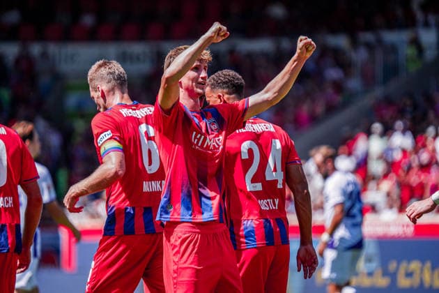 German Soccer Season 2026–2027, 2. Bundesliga, 1 FC Heidenheim vs. VfL Osnabrück, Voith Arena, Heidenheim, Jan Schöppner, Jan Schoeppner, 1 FC Heidenheim, 3 goals and goal celebration for the 3–2 win, facial expressions, emotions, gestures, Heidenheim, Voith Arena, Germany Copyright: xBennetxLongx