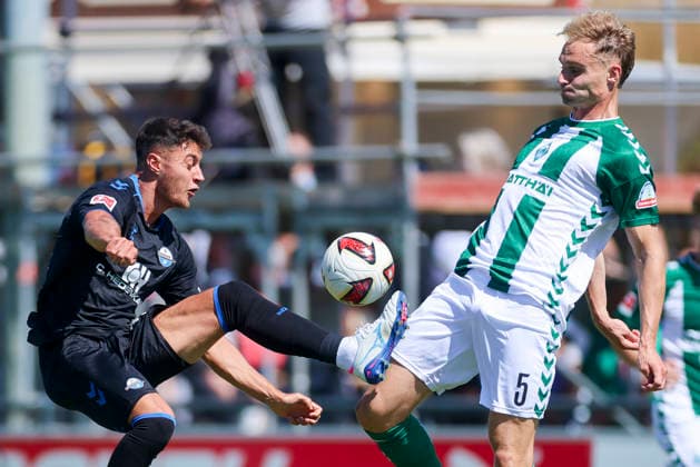 Stefano Marino of SC Paderborn 07 and Amos Pieper of Werder Bremen battle for the ball during the friendly match between Werder Bremen and SC Paderborn 07 at Stadion am Oyther Berg on August 8, 2026, in Vechta, Germany Photo by Marco Steinbrenner DeFodi Images Stefano Marino of SC Paderborn 07 and Amos Pieper of Werder Bremen battle for the ball during the friendly match between Werder Bremen and SC Paderborn 07 at Stadion am Oyther Berg on August 8, 2026 in Vechta, Germany. Photo by Marco Steinbrenner, DeFodi Images. Photo by Marco Steinbrenner, DeFodi Images.